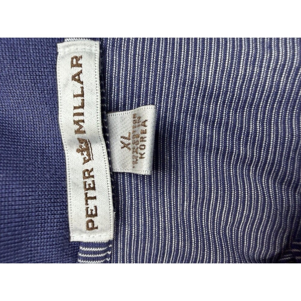 Peter Millar Polo Shirt Mens XL Blue Striped Golf Performance Short Sleeve - Picture 13 of 15